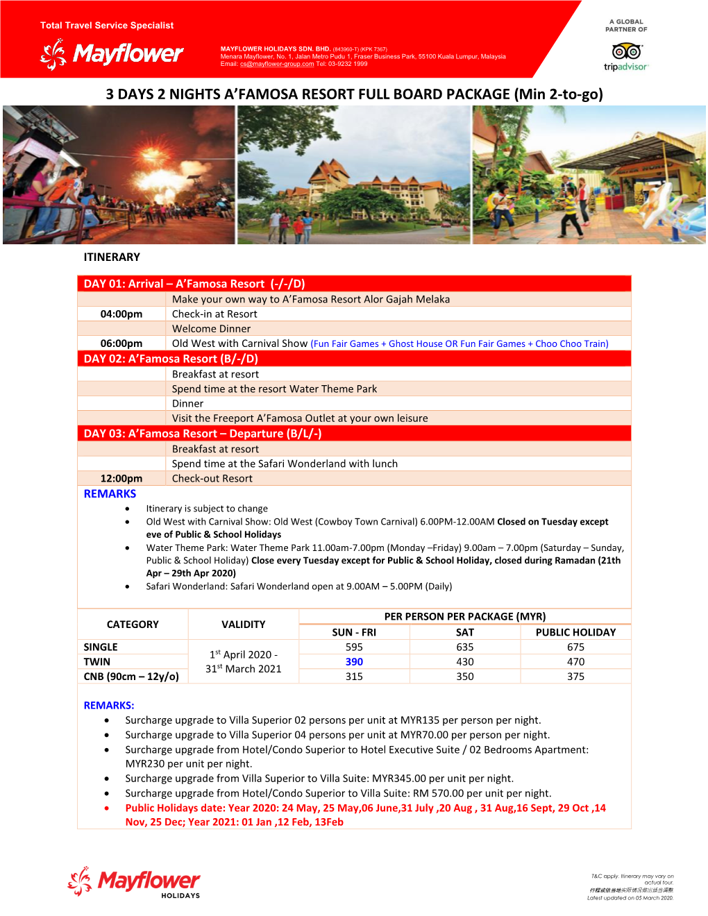 3 Days 2 Nights A'famosa Resort