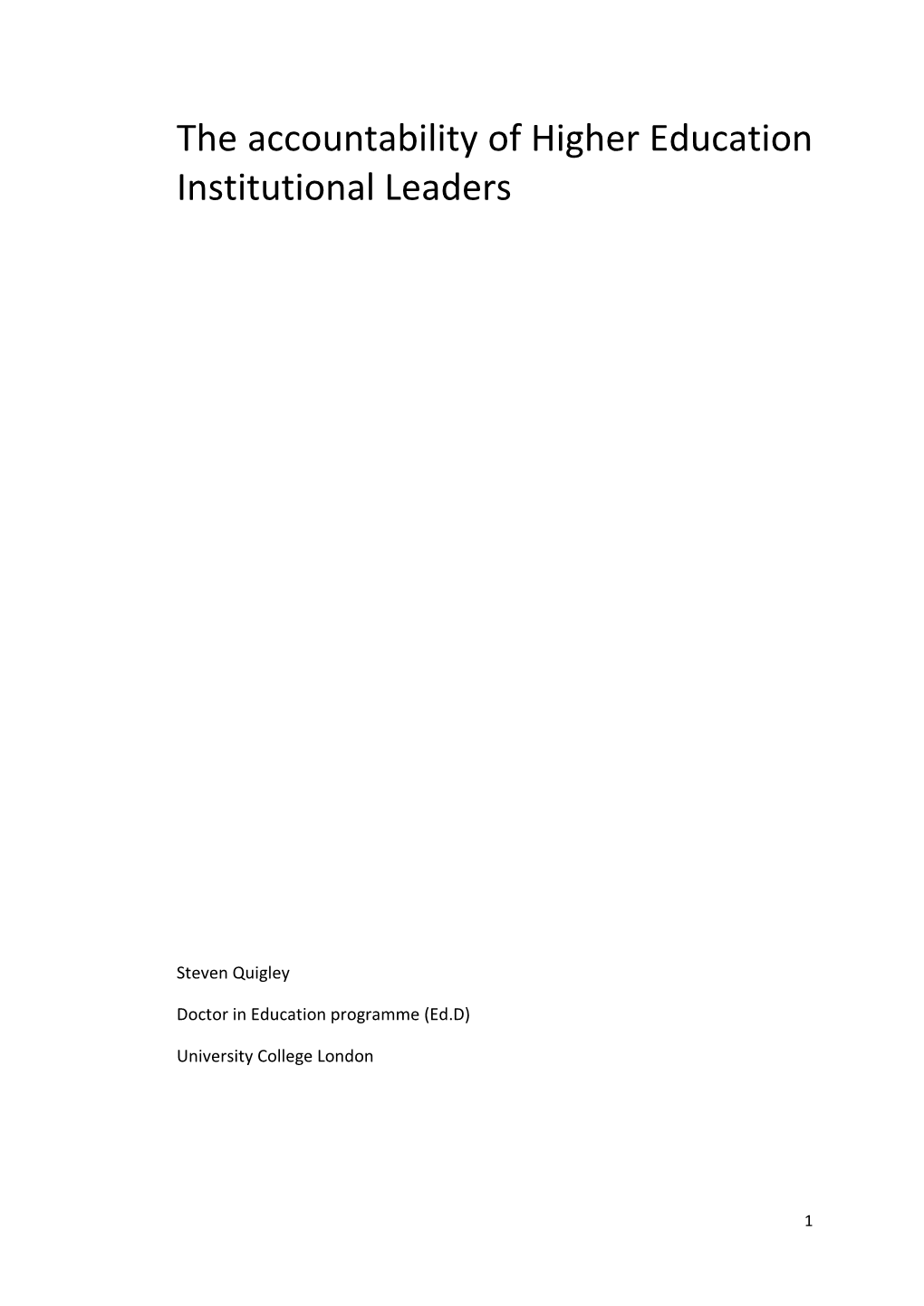 The Accountability of Higher Education Institutional Leaders