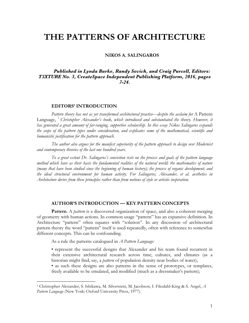 The Patterns of Architecture/T3xture