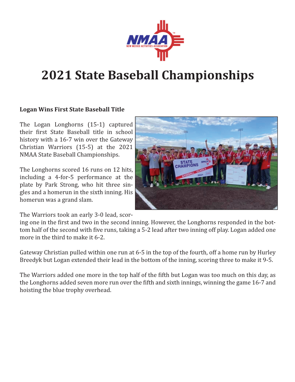 2021 State Baseball Championships