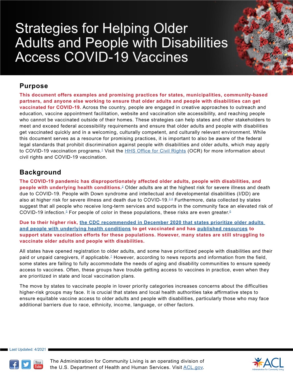 Strategies for Helping Older Adults and People with Disabilities Access COVID-19 Vaccines