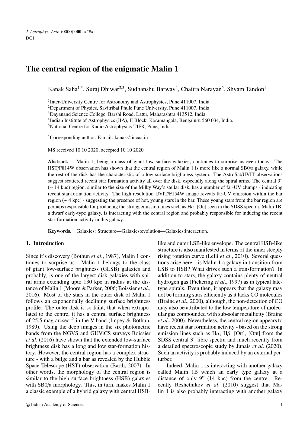 The Central Region of the Enigmatic Malin 1