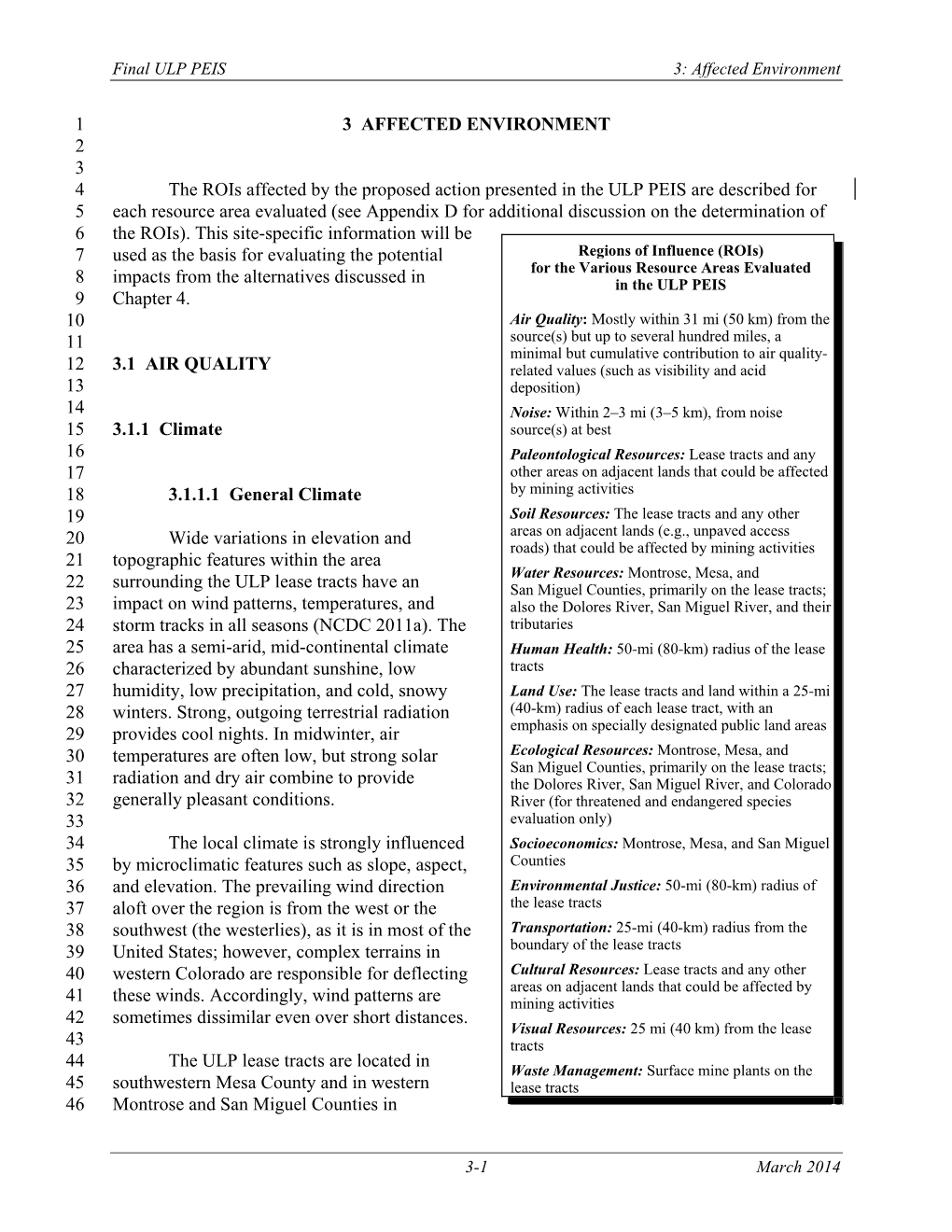 Final ULP PEIS 3: Affected Environment