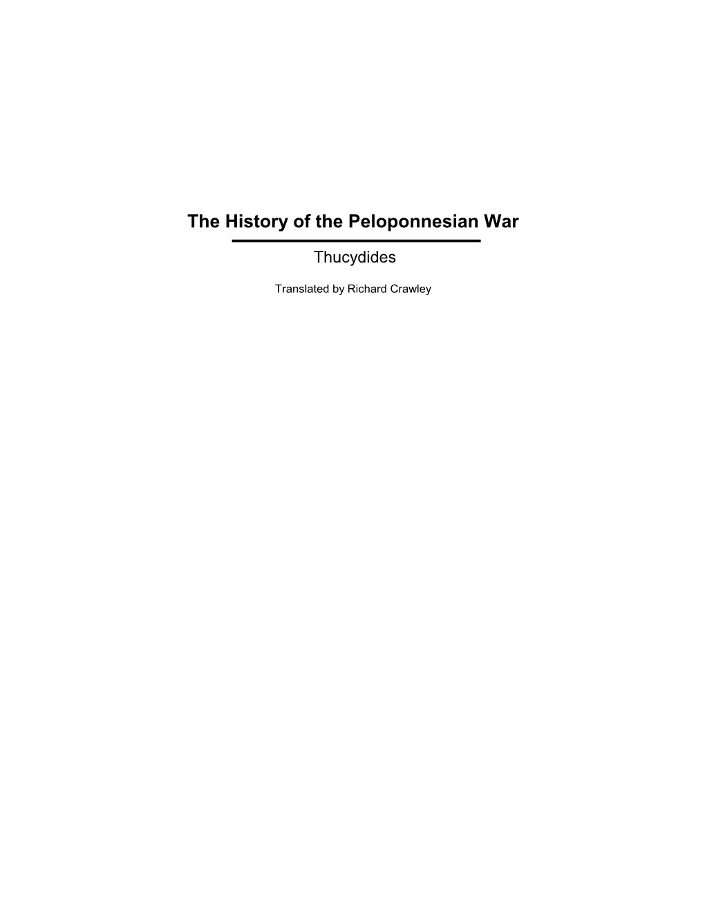 The History of the Peloponnesian War