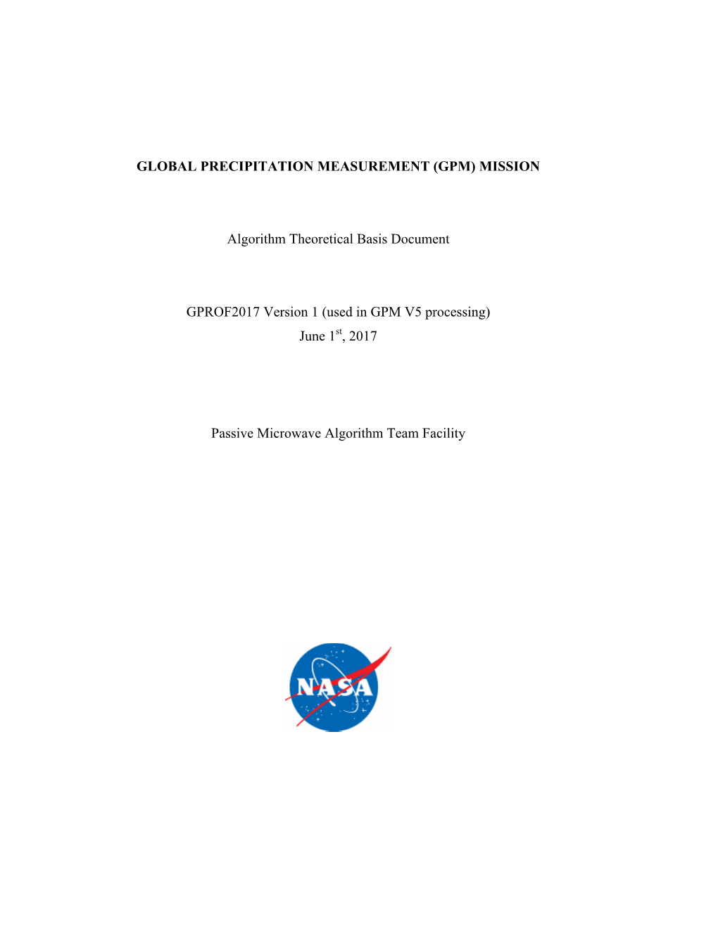 Global Precipitation Measurement (Gpm) Mission