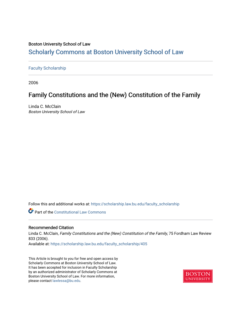 (New) Constitution of the Family