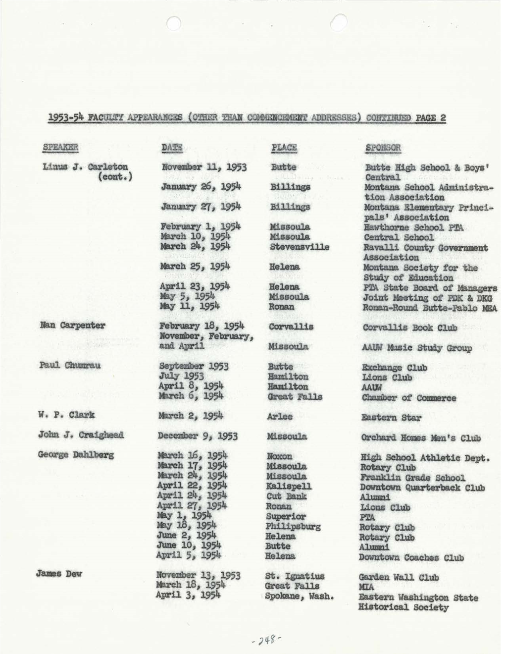 University of Montana President's Annual Report, 1953-1954