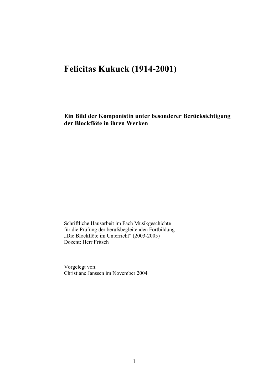 Felicitas Kukuck (1914-2001)