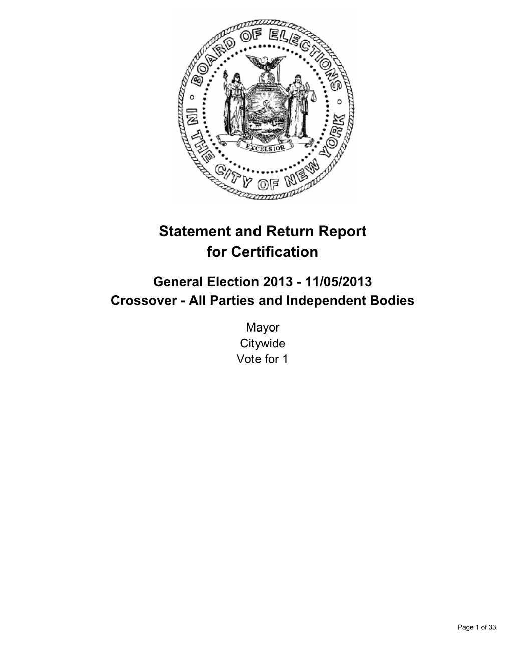 Statement and Return Report for Certification