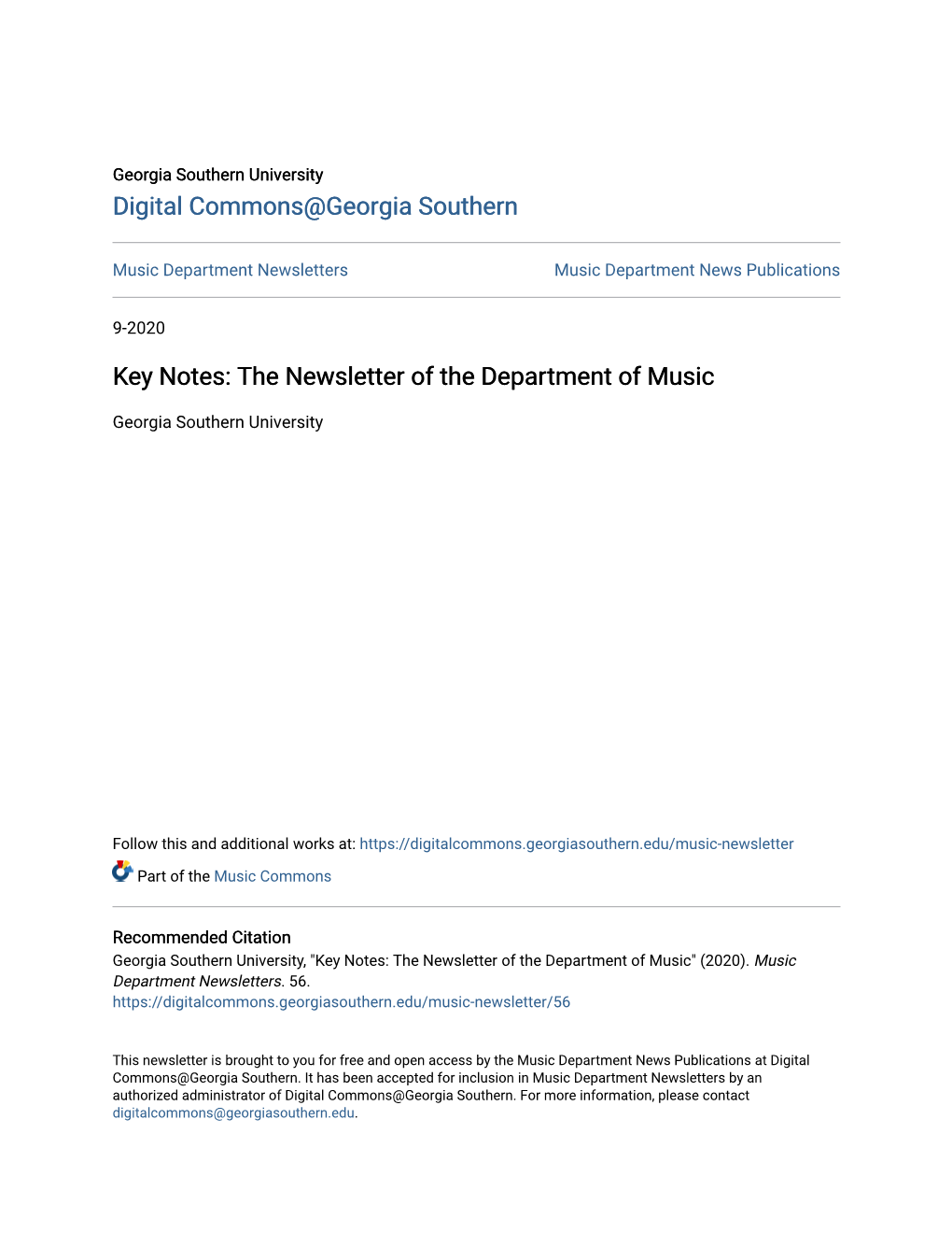 The Newsletter of the Department of Music