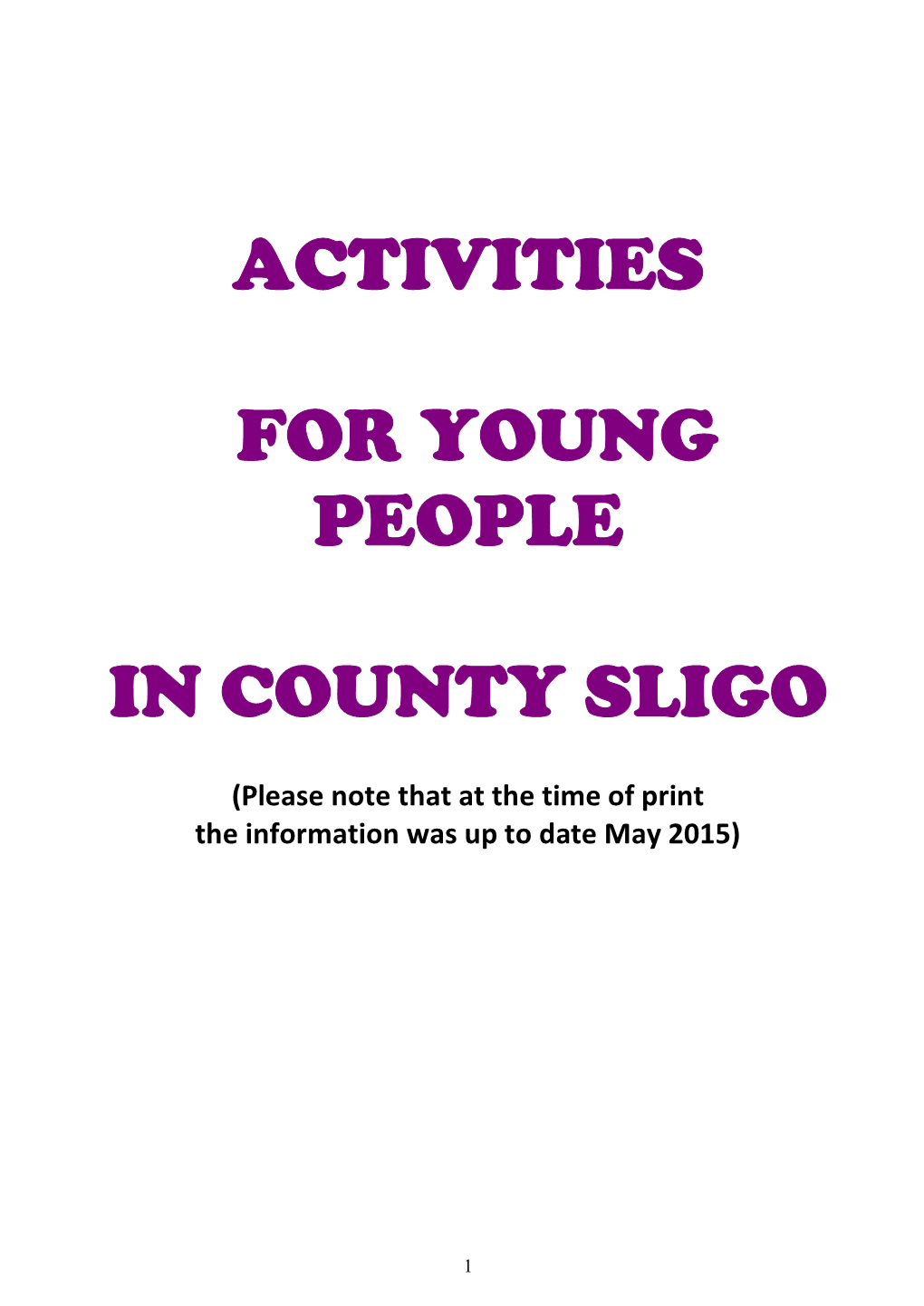 Activities for Young People in County Sligo