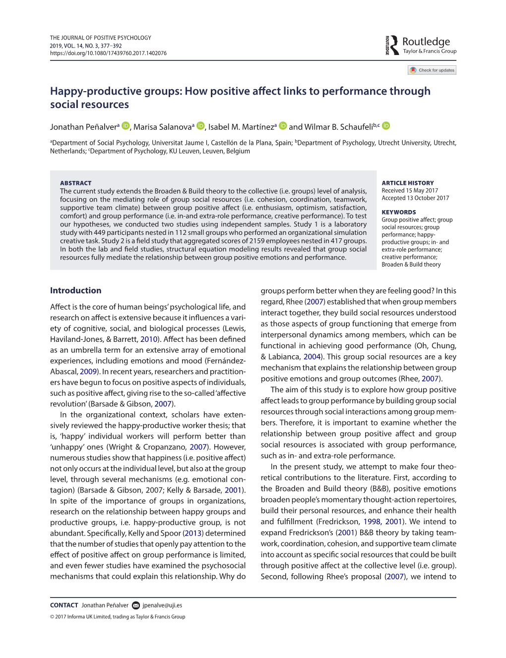 How Positive Affect Links to Performance Through Social Resources