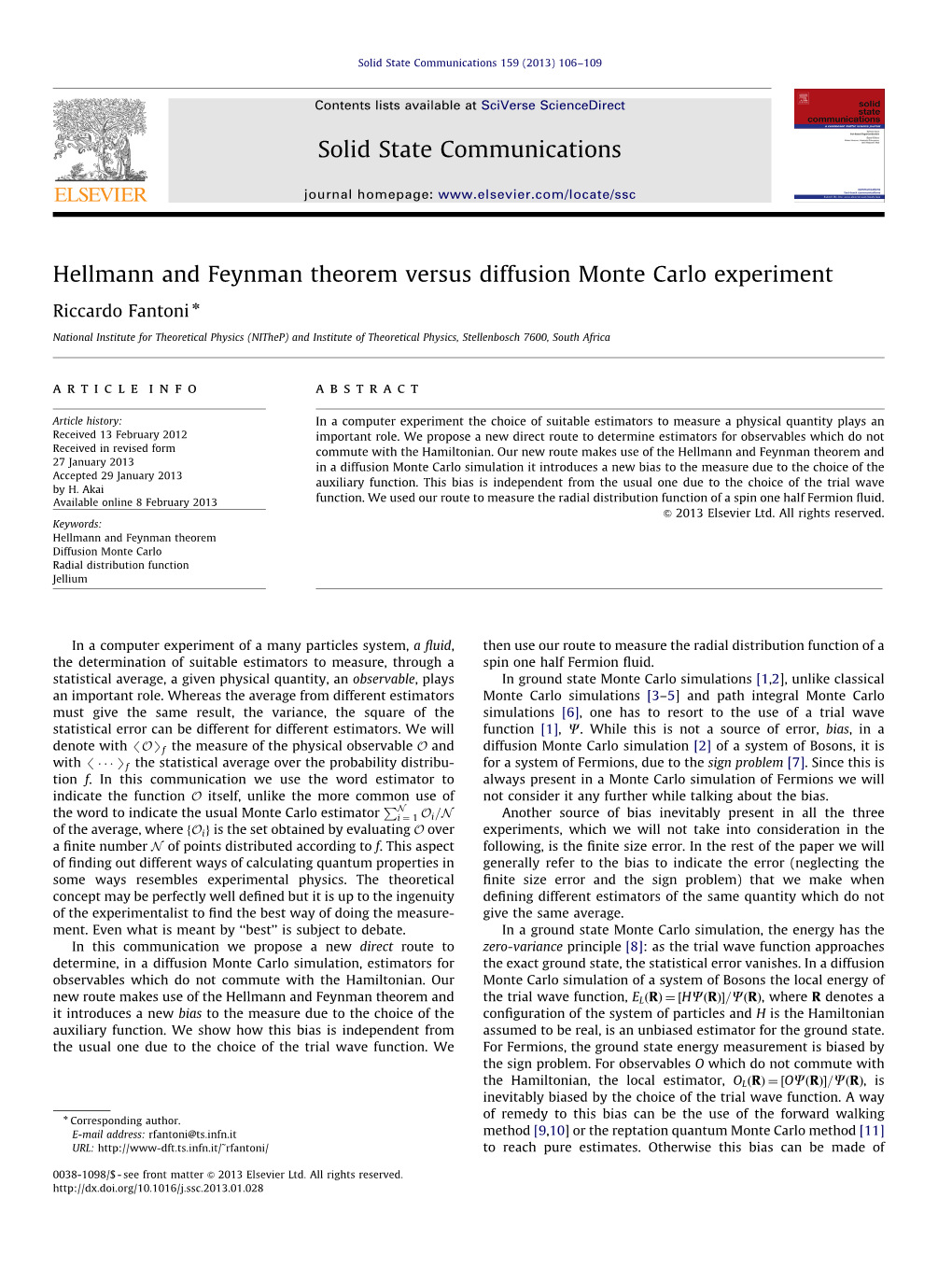 Hellmann and Feynman Theorem Versus Diffusion Monte Carlo Experiment