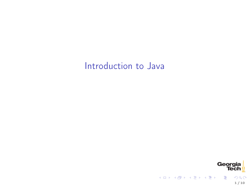 Intro to Java