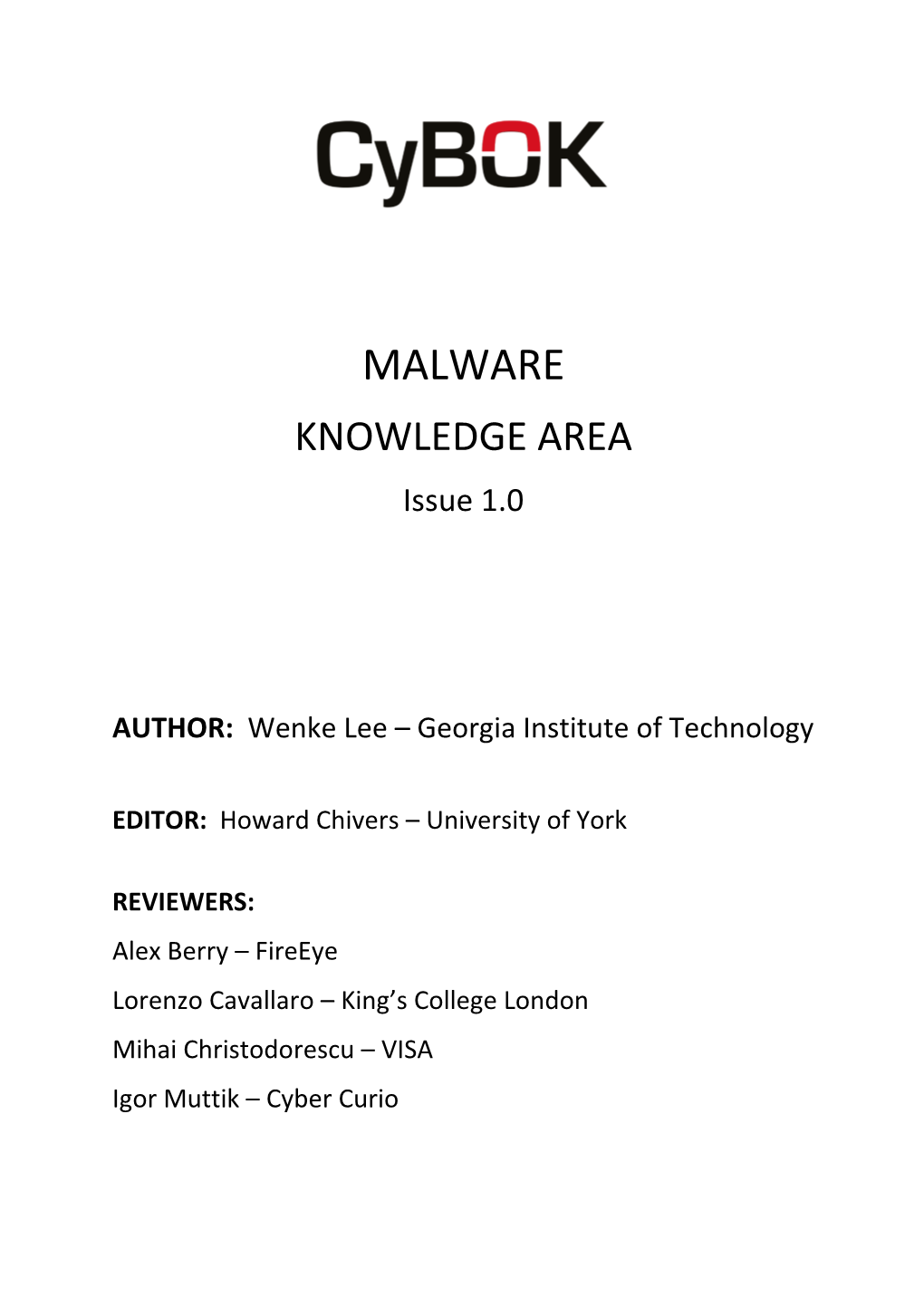 MALWARE KNOWLEDGE AREA Issue 1.0