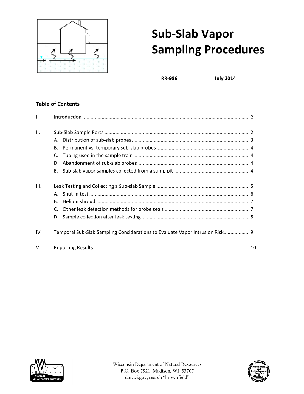 Sub-Slab Vapor Sampling Procedures