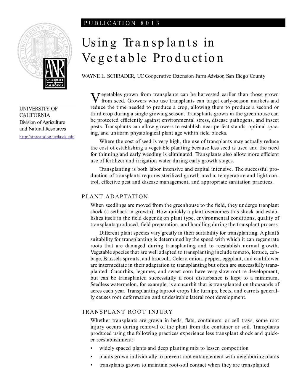 Using Transplants in Vegetable Production