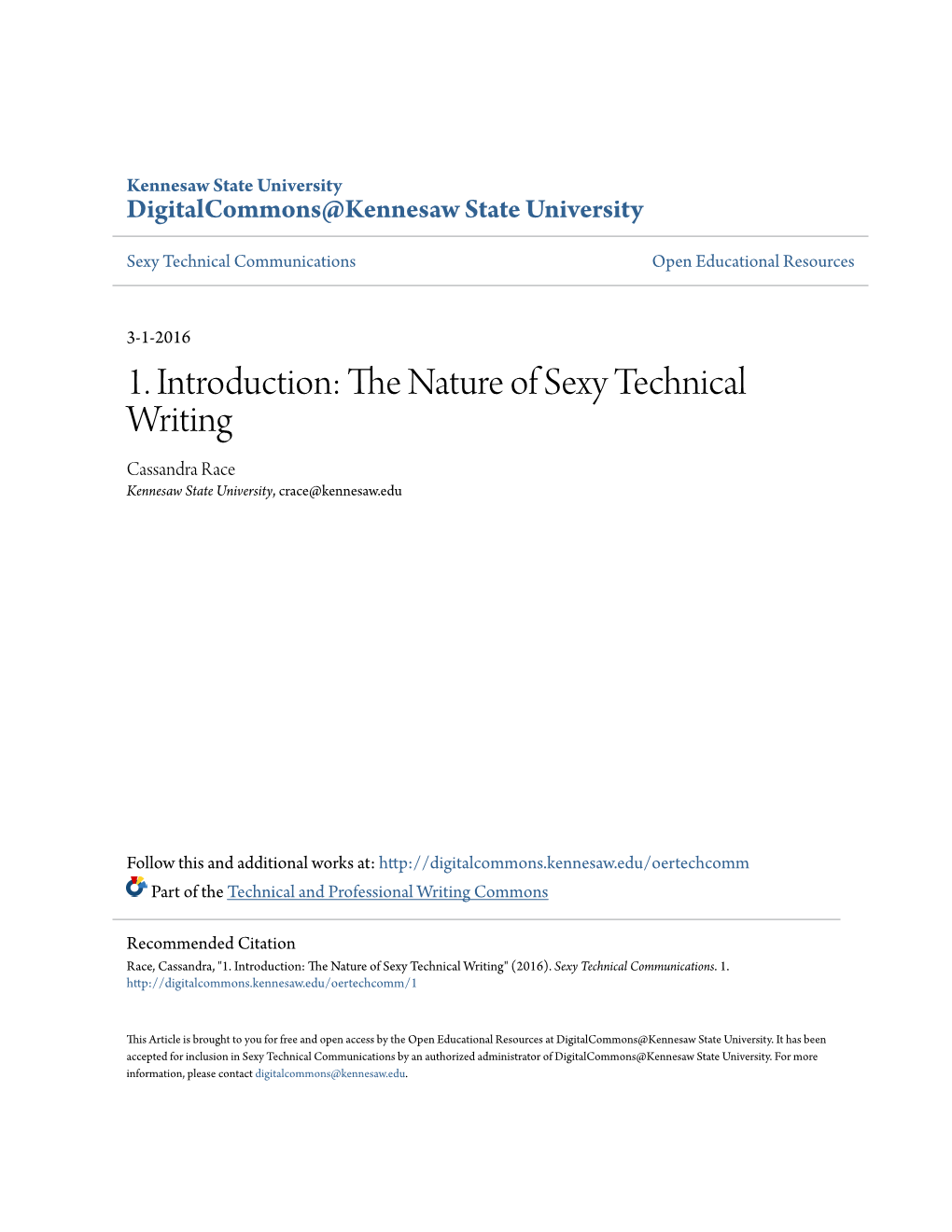 1. Introduction: the Nature of Sexy Technical Writing