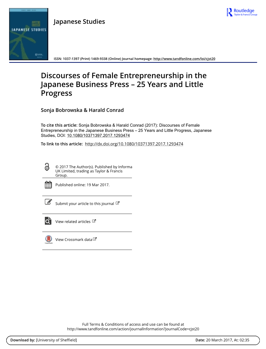 Discourses of Female Entrepreneurship in the Japanese Business Press – 25 Years and Little Progress