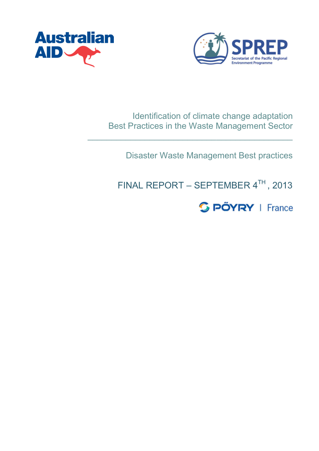 Identification of Climate Change Adaptation Best Practices in the Waste Management Sector ______