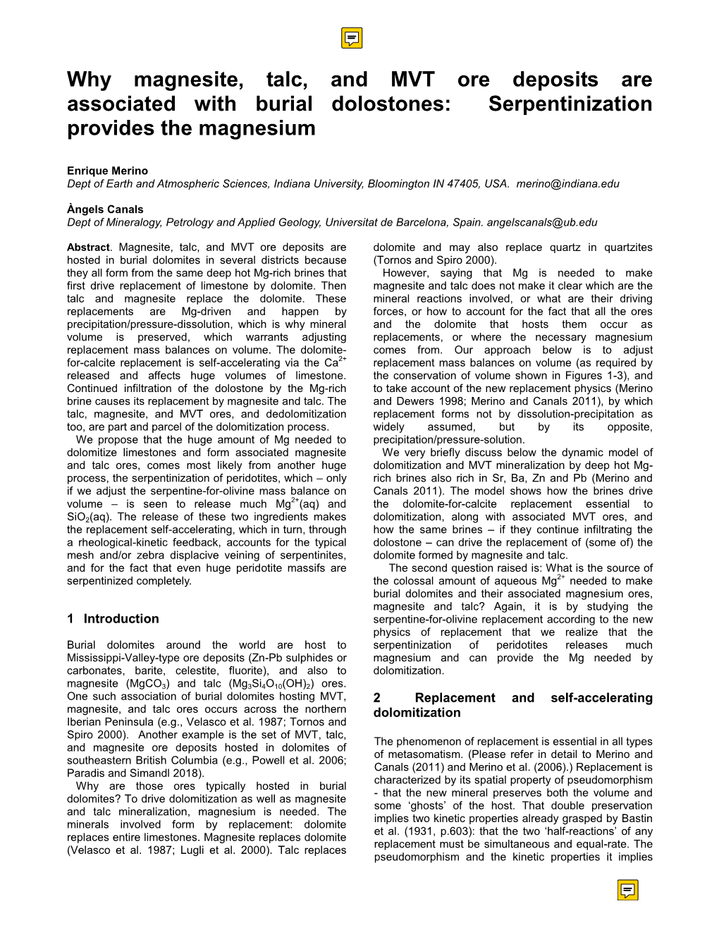 Why Magnesite, Talc, and MVT Ore Deposits Are Associated with Burial Dolostones: Serpentinization Provides the Magnesium