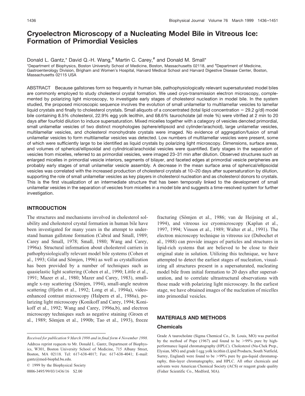 Cryoelectron Microscopy of a Nucleating Model Bile in Vitreous Ice: Formation of Primordial Vesicles