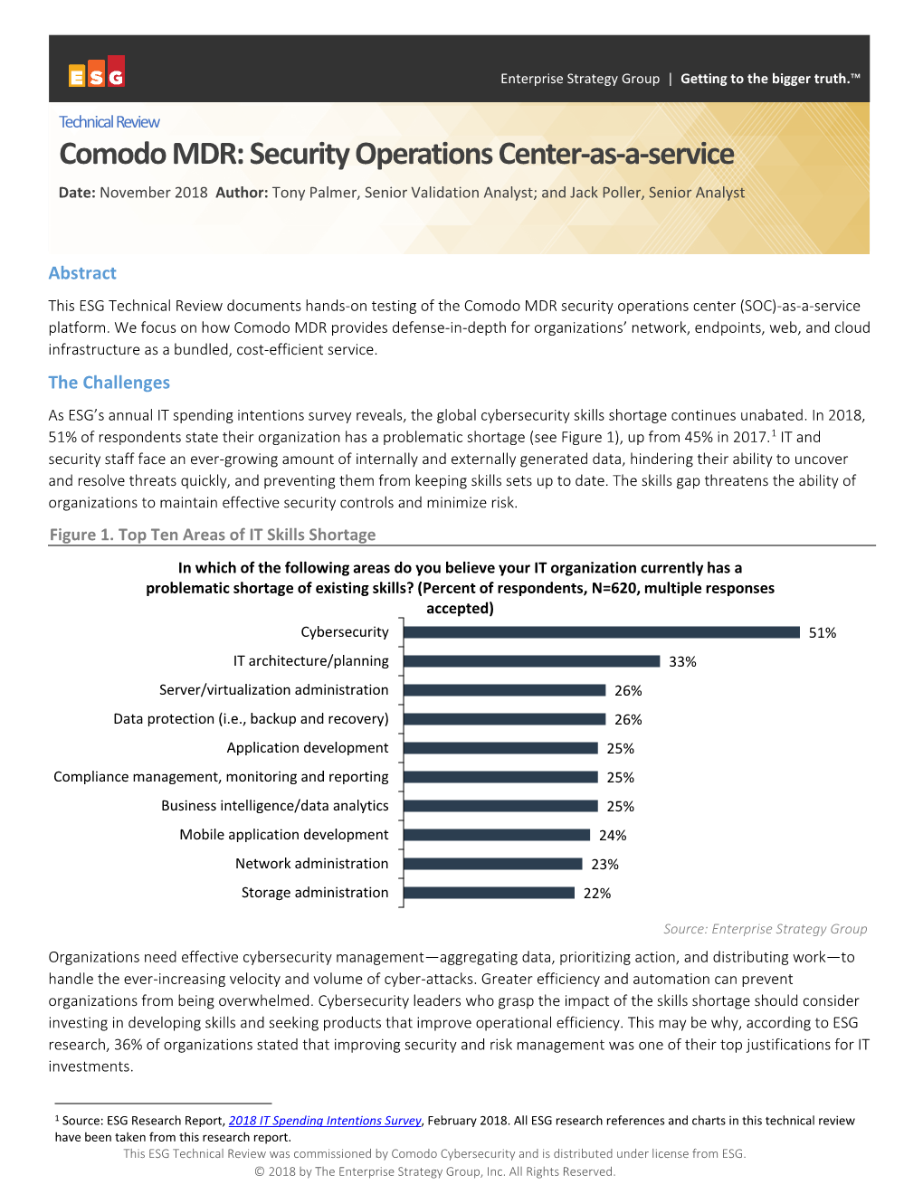 Security Operations Center-As-A-Service Date: November 2018 Author: Tony Palmer, Senior Validation Analyst; and Jack Poller, Senior Analyst