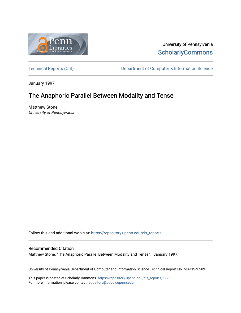 The Anaphoric Parallel Between Modality and Tense