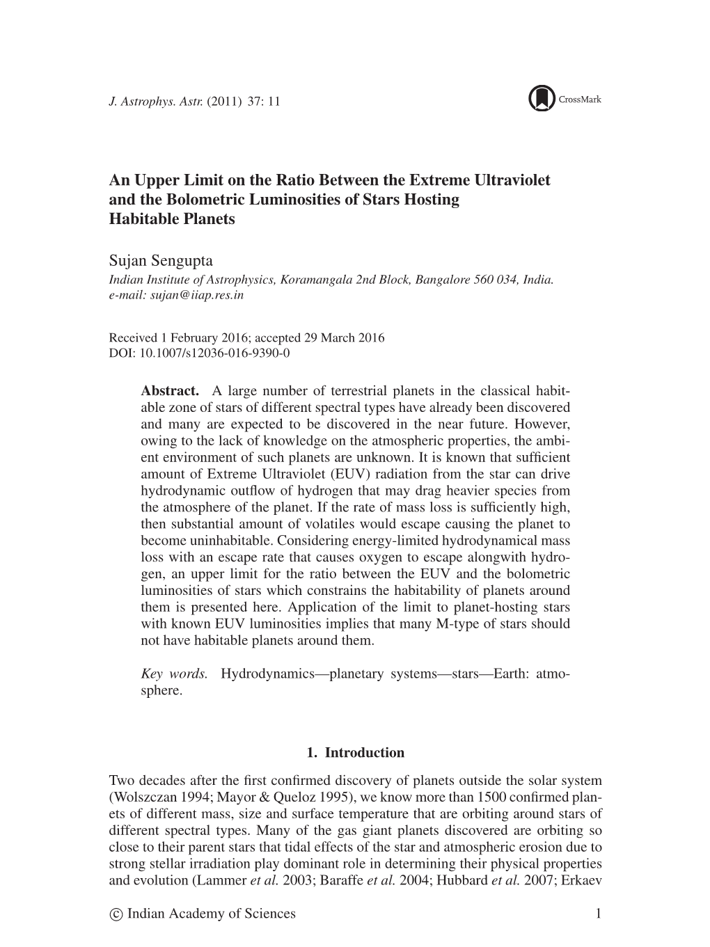 An Upper Limit on the Ratio Between the Extreme Ultraviolet and the Bolometric Luminosities of Stars Hosting Habitable Planets S