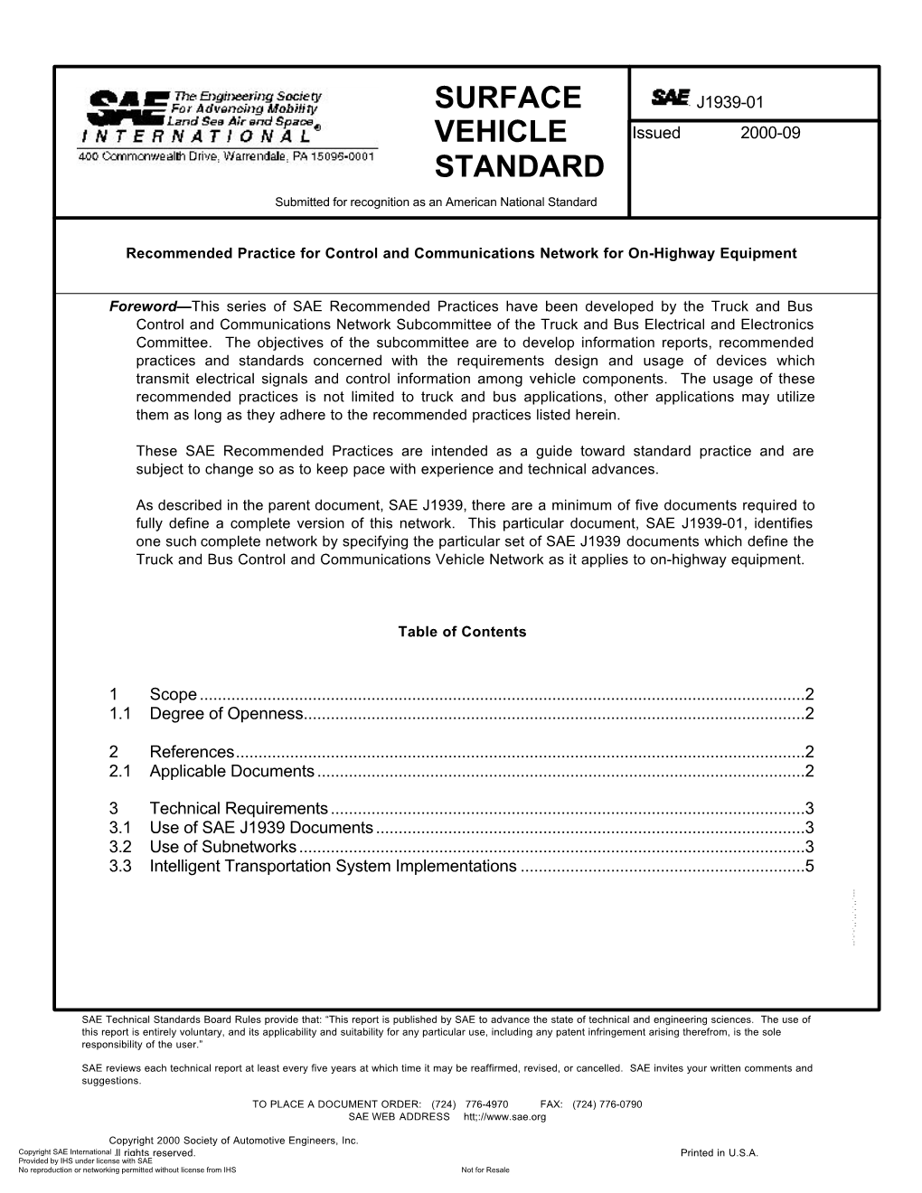 Surface Vehicle Standard