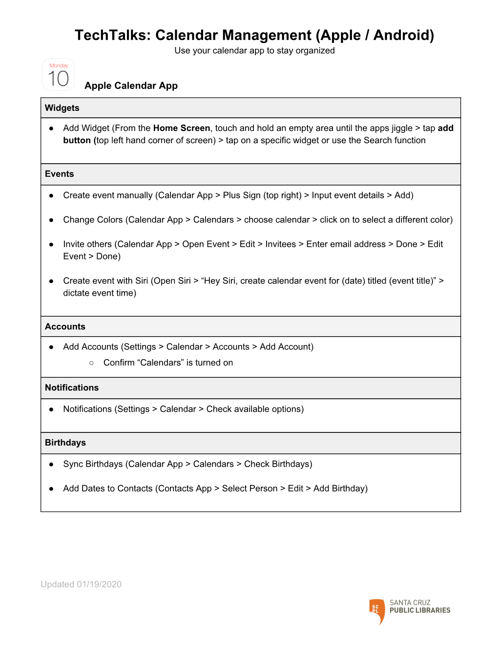 ​Techtalks: Calendar Management (Apple / Android)