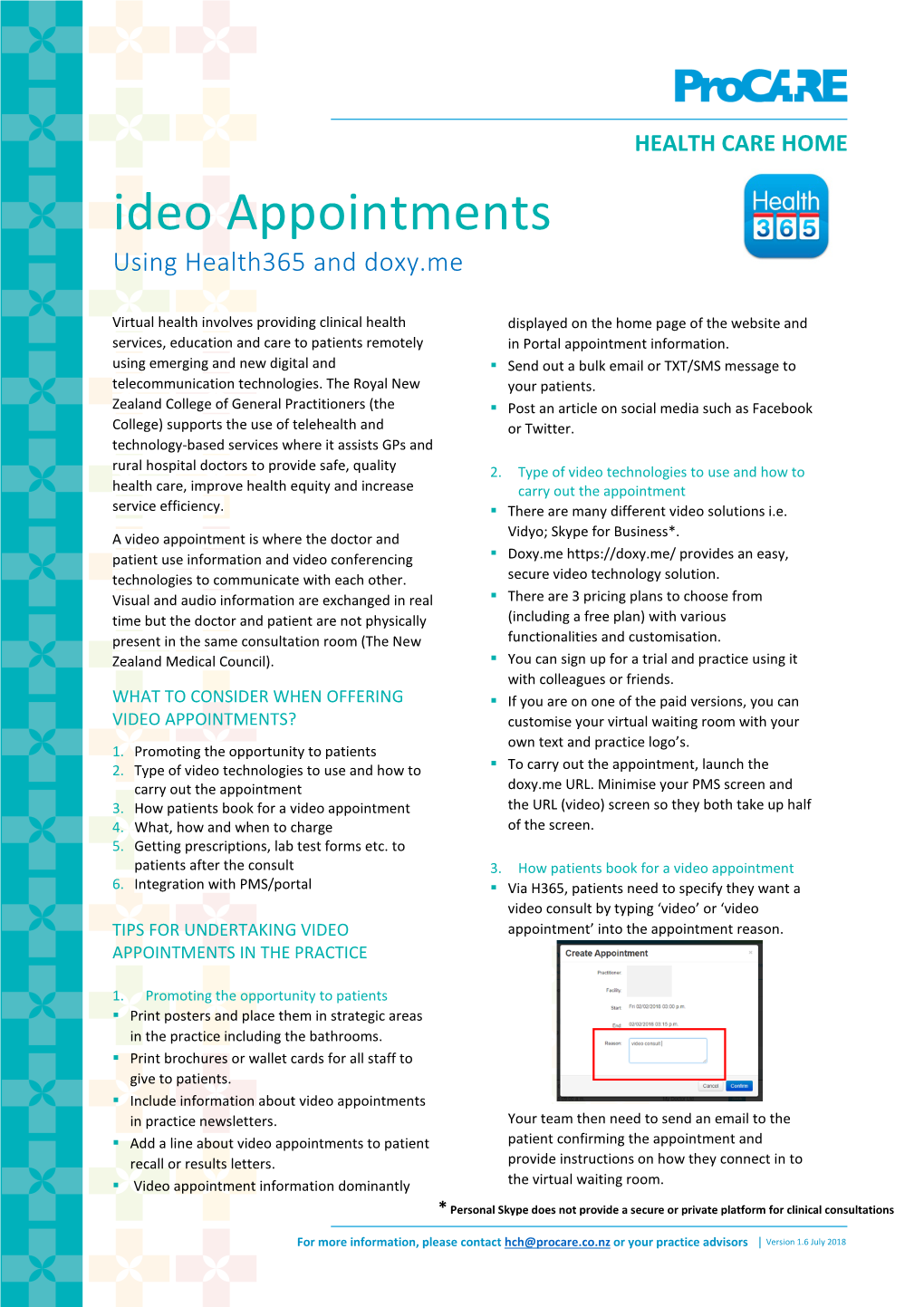 Ideo Appointments Using Health365 and Doxy.Me