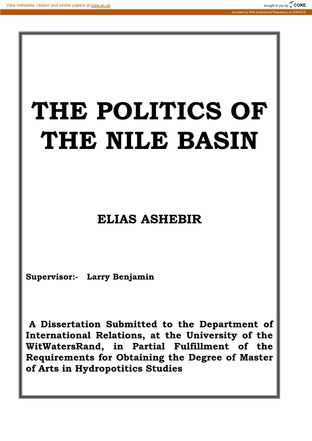 The Politics of the Nile Basin