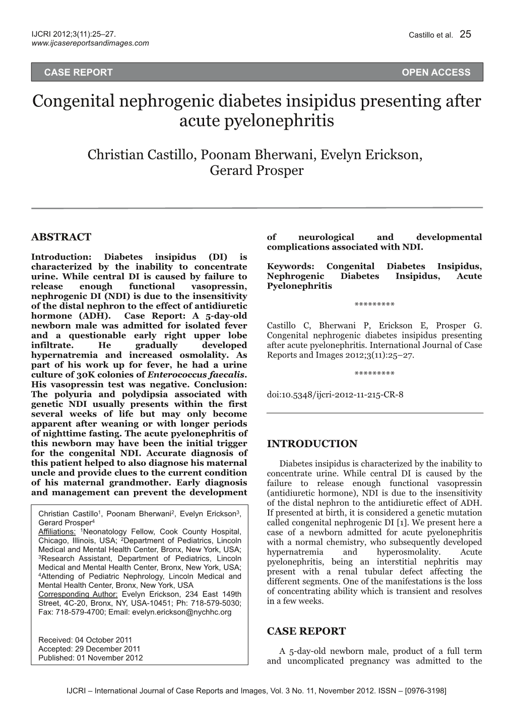 Congenital Nephrogenic Diabetes Insipidus Presenting After Acute Pyelonephritis