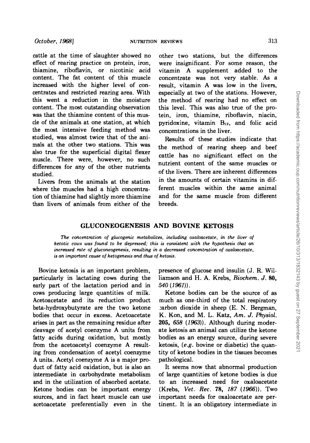 Gluconeogenesis and Bovine Ketosis