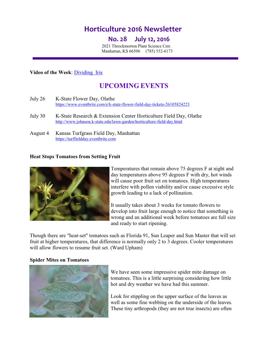 Horticulture 2016 Newsletter No