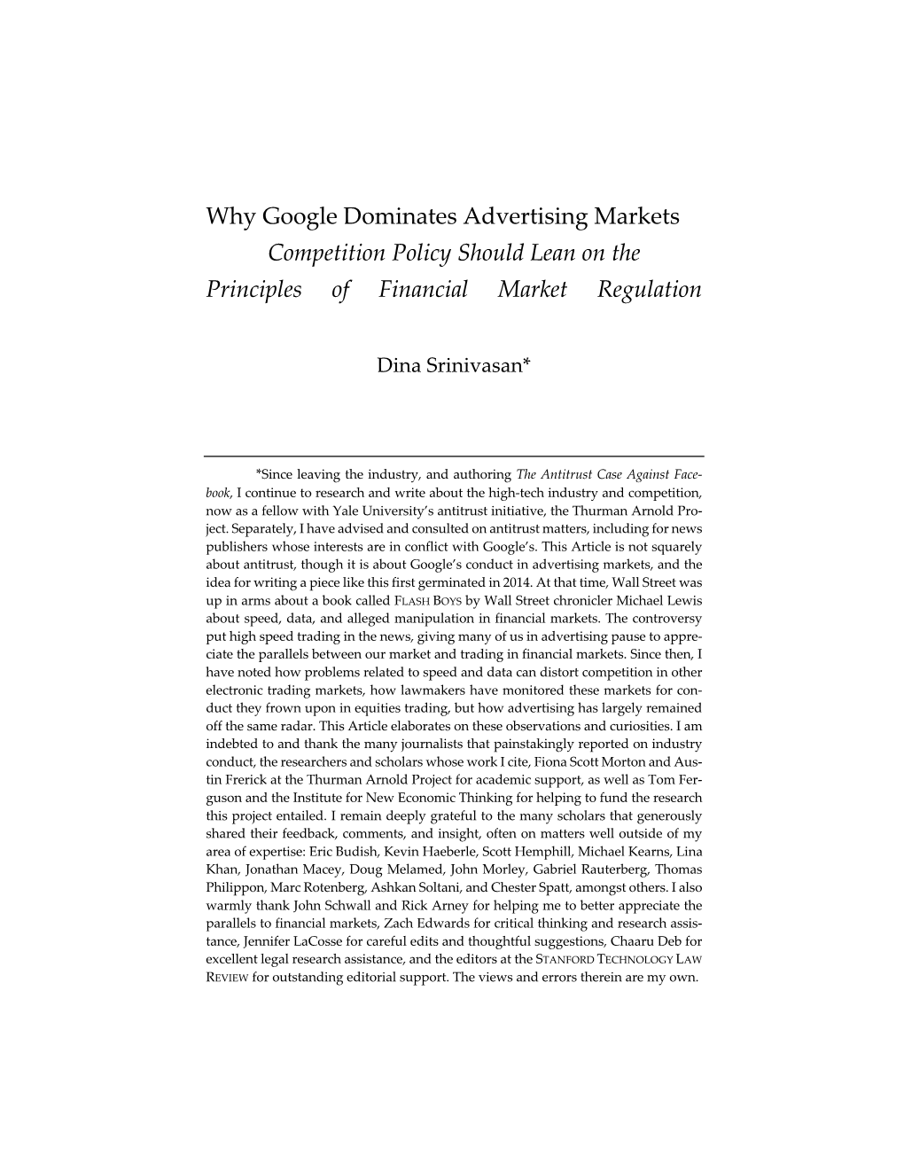 Why Google Dominates Advertising Markets Competition Policy Should Lean on the Principles of Financial Market Regulation