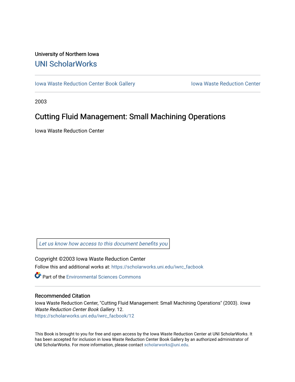 Cutting Fluid Management: Small Machining Operations