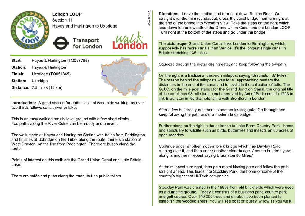 London LOOP Section 11 Hayes and Harlington to Uxbridge