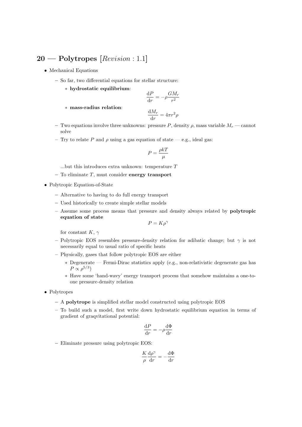 20 — Polytropes [Revision : 1.1]