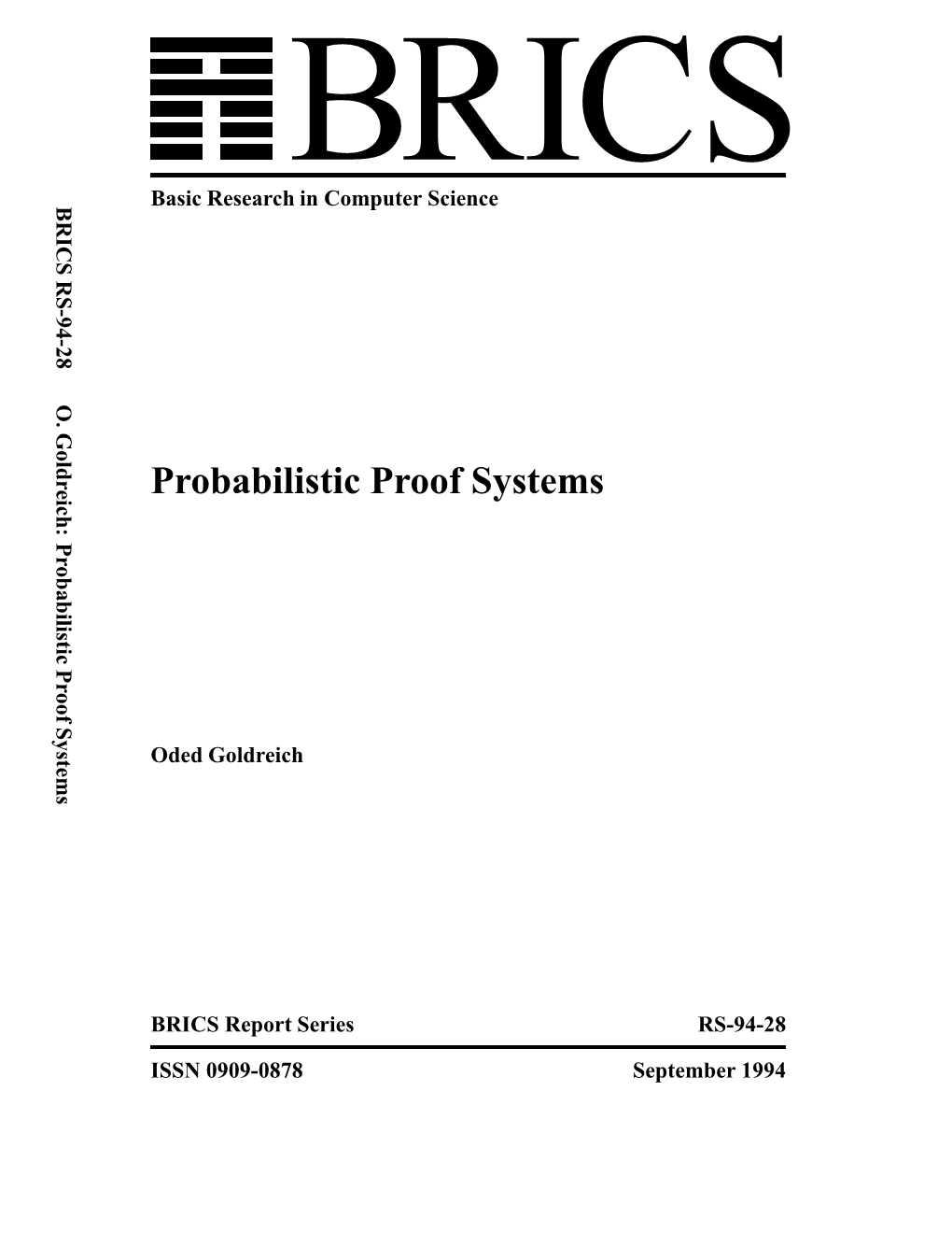 Probabilistic Proof Systems Basic Research in Computer Science
