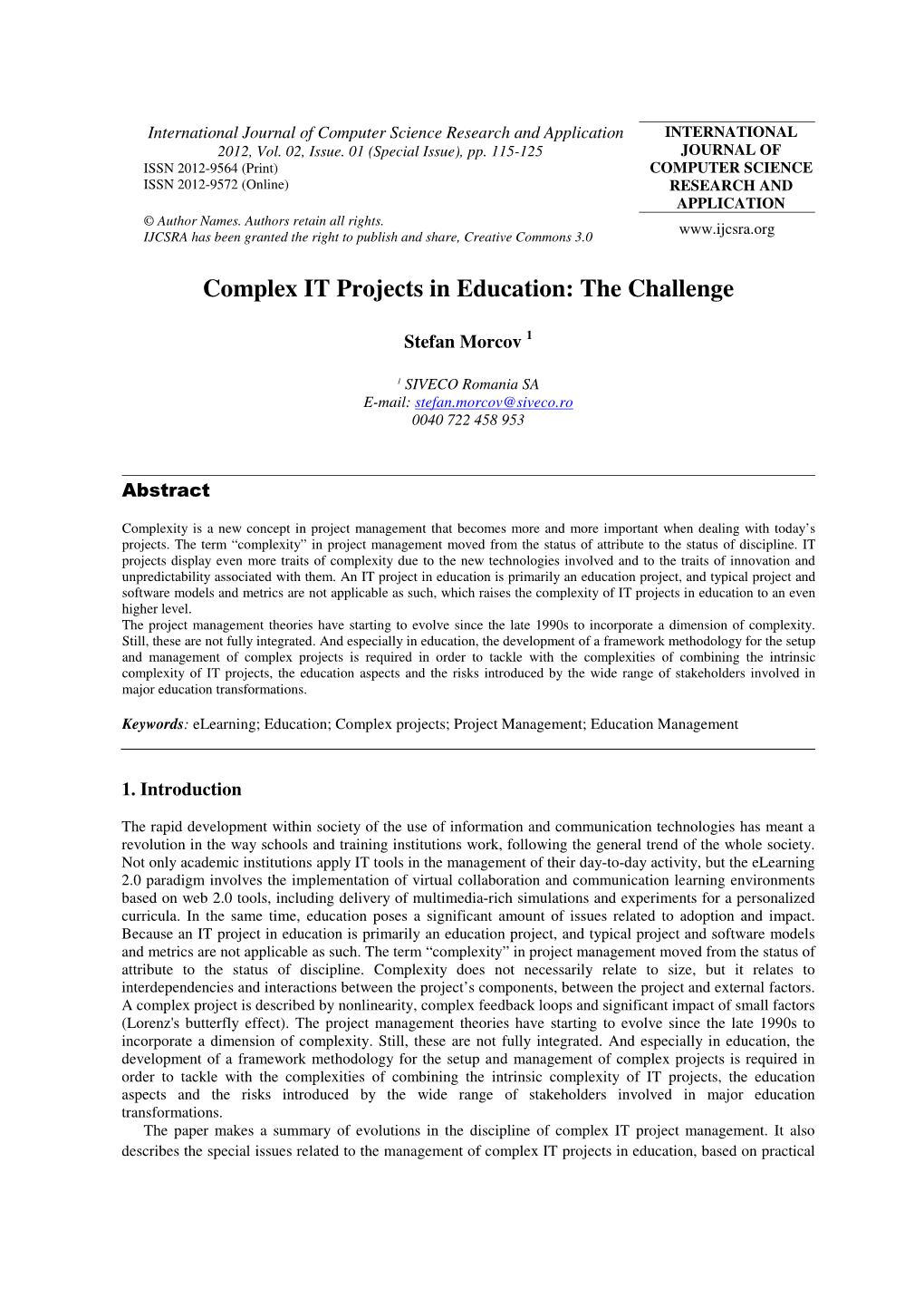 Complex IT Projects in Education: the Challenge