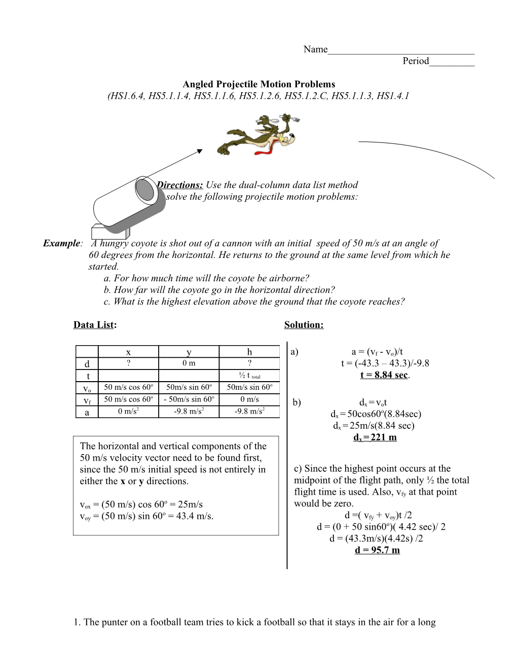 Angled Projectile Motion Problems