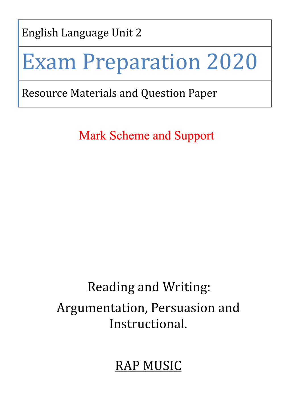 Exam Preparation 2020