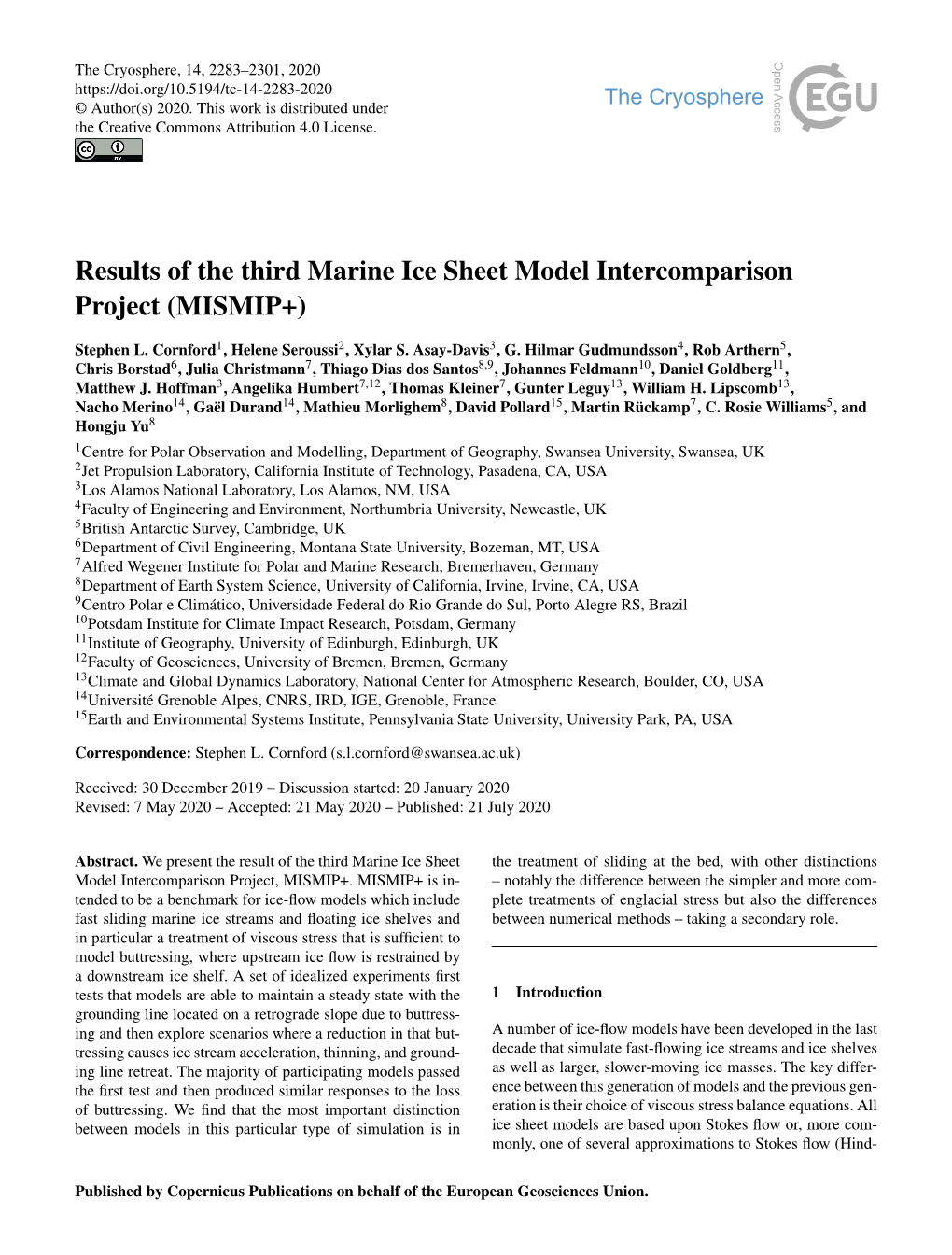 Results of the Third Marine Ice Sheet Model Intercomparison Project (MISMIP+)