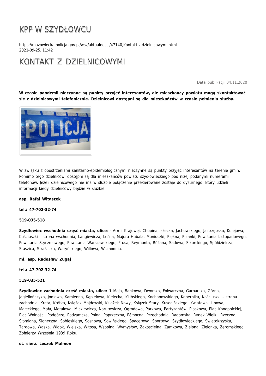 Kpp W Szydłowcu 2021-09-25, 11:42 Kontakt Z Dzielnicowymi