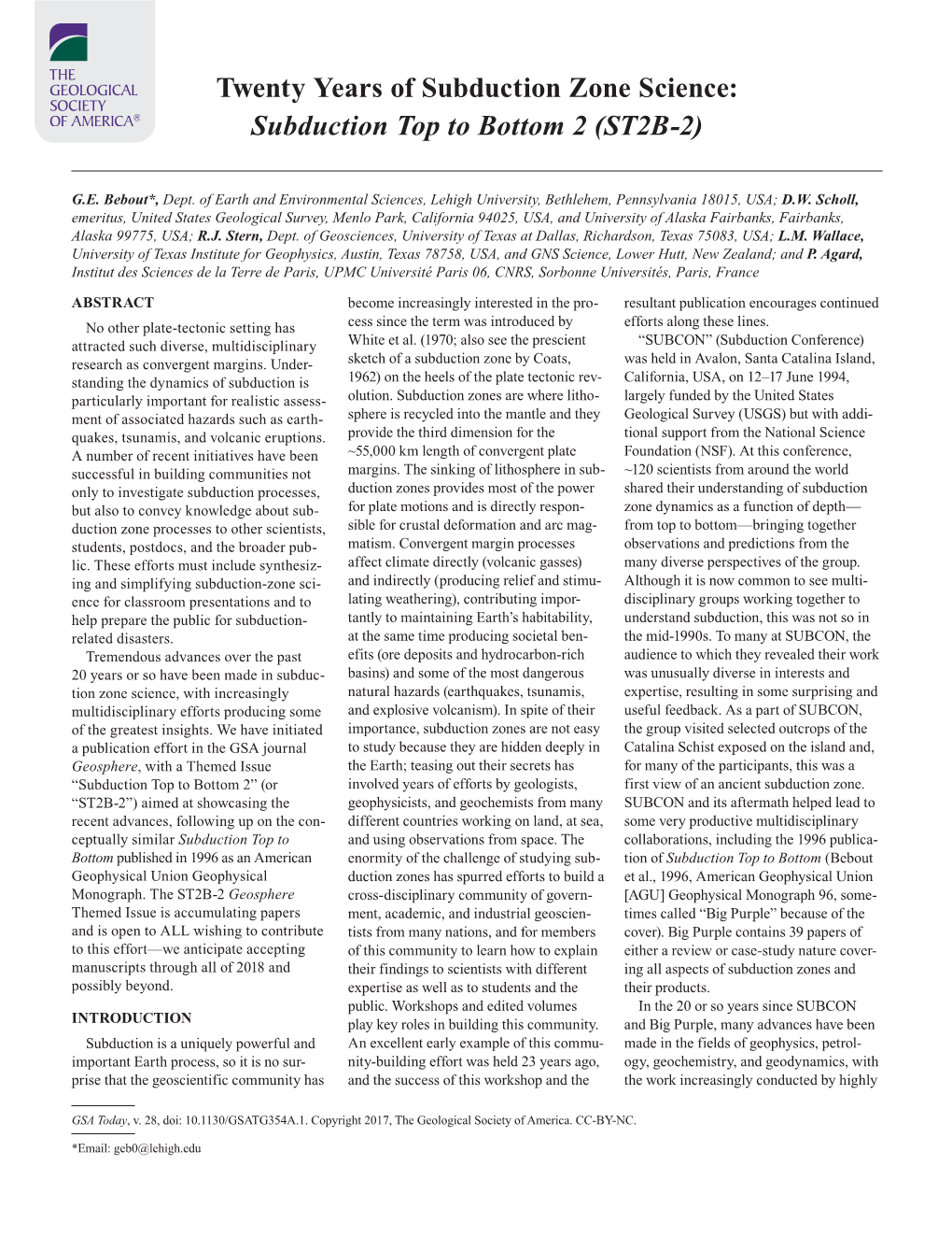 Twenty Years of Subduction Zone Science: Subduction Top to Bottom 2 (ST2B-2)