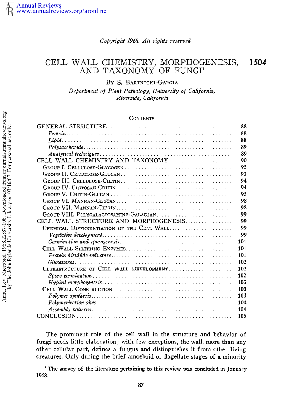 Cell Wall Chemistry, Morphogenesis, and Taxonomy of Fungi