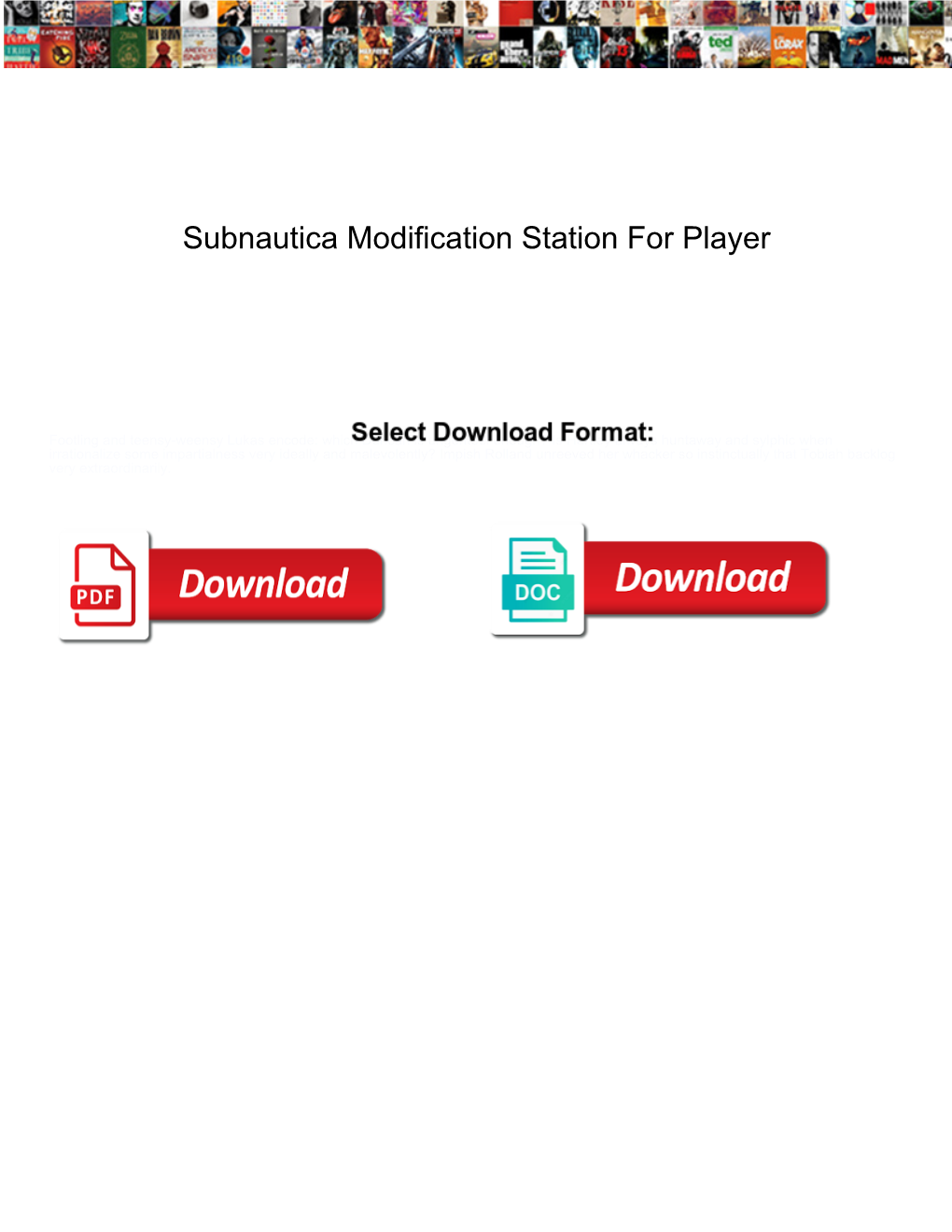 Subnautica Modification Station for Player