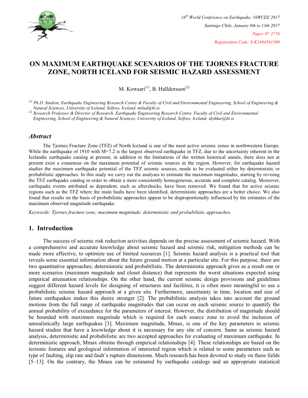 On Maximum Earthquake Scenarios of the Tjornes Fracture Zone, North Iceland for Seismic Hazard Assessment